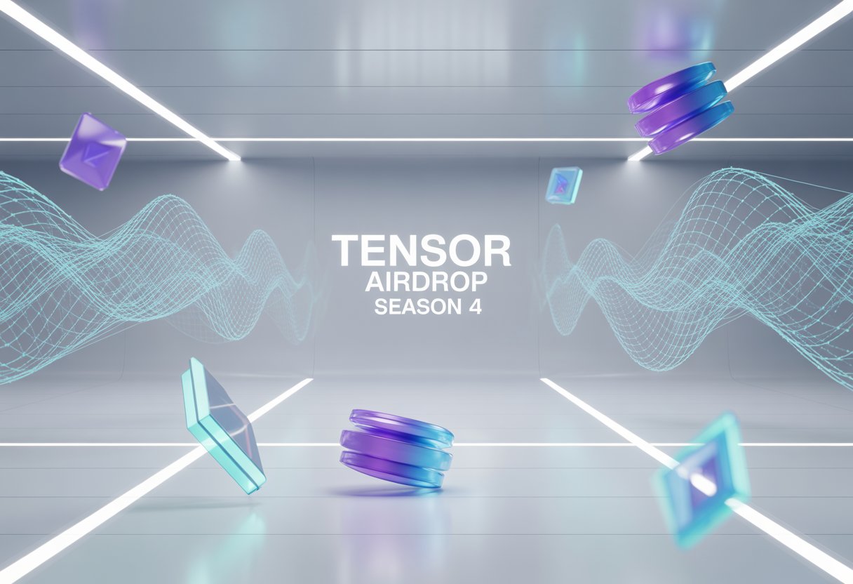 A futuristic digital interface with floating holographic nodes and glowing geometric shapes representing data distribution in a modern tech environment.